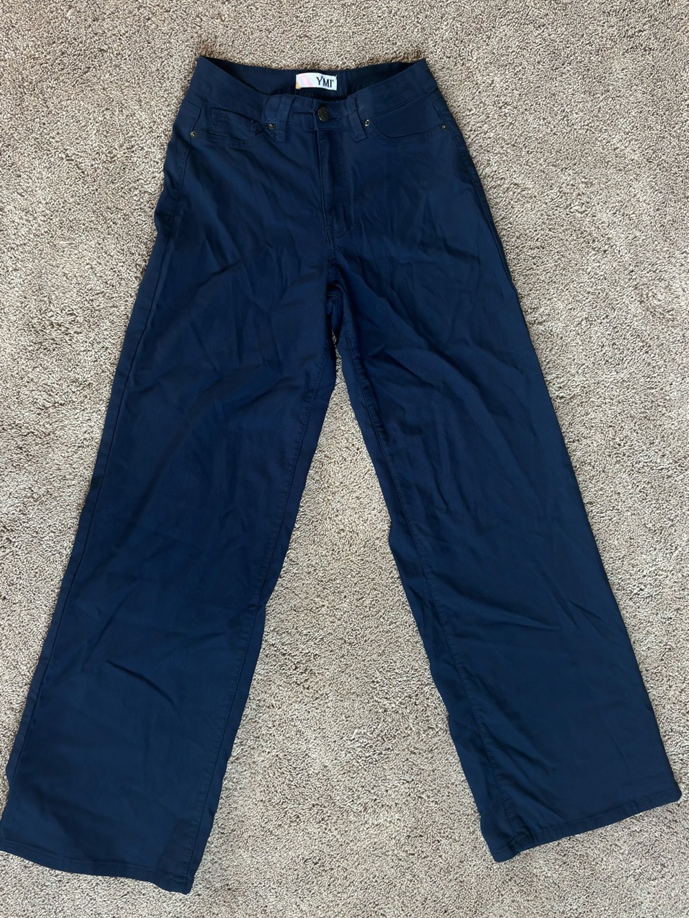 YMI Navy Wide-Leg Boot Flare Pants